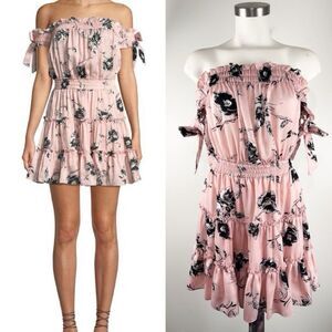 Misa Los Angeles Medium Laiyin Dress Off the Shoulder Ruffle Pink Coquette